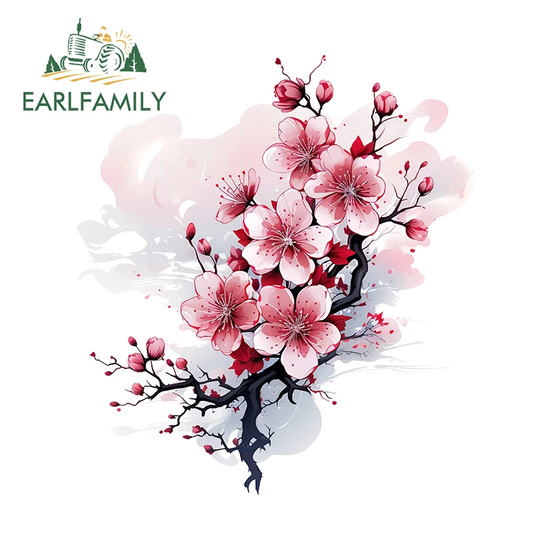 

EARLFAMILY чернильный стиль персиковый цвет автомобильные наклейки привлекательные мультяшные цветы фургон наклейки на дверь багажника красивые водонепроницаемые автомобильные товары