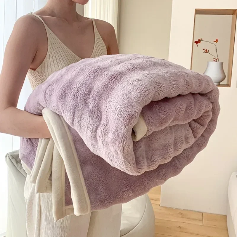 

2024 rabbit velvet long hair 330g double-sided bubble velvet nap blanket air conditioner blanket warm thickened velvet blanket