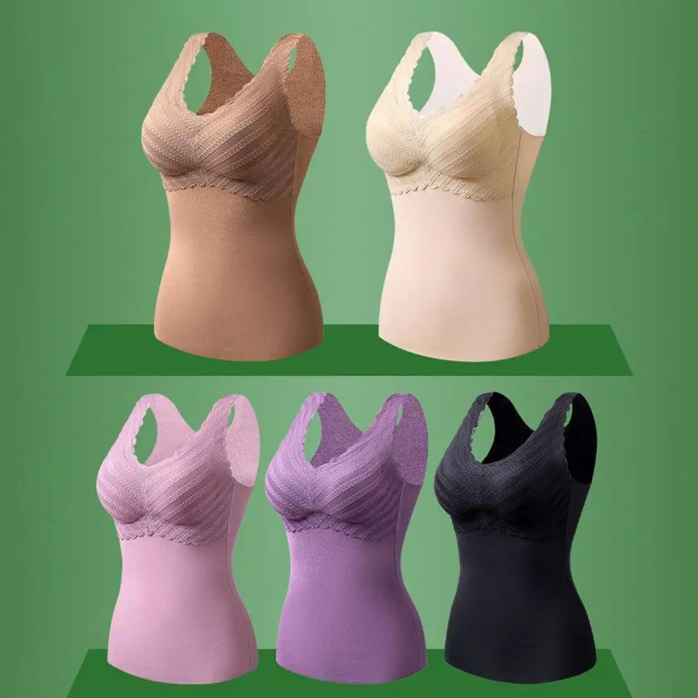 

Simple Design Vest Velvet Lining Thermal Vest with Chest Pad for Autumn Winter Warmth V-neck Underwear Bottom Vest for Men Soft