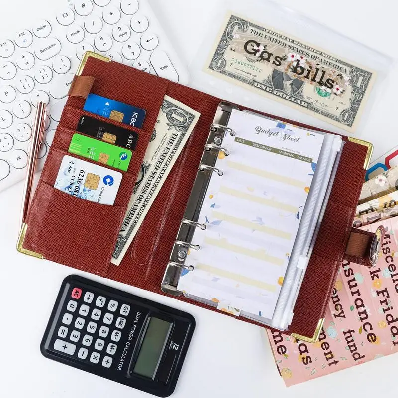 Planificador de presupuesto, sobres de efectivo y gastos, carpeta de ahorro de dinero con sobres de efectivo, carpeta A6, billetera para presupuestar dinero, organizador