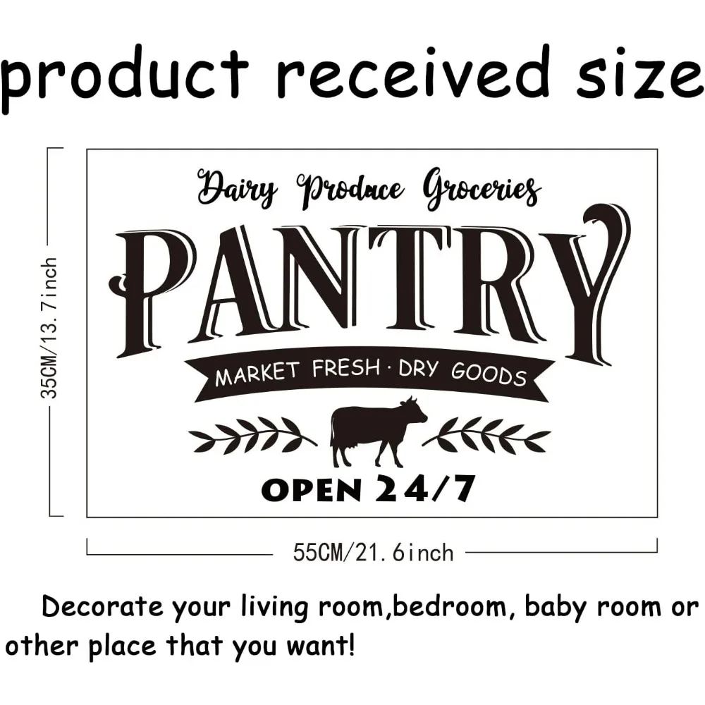 Pantry Wall Decals Dry Goods Market Fresh Stickers Open 24/7 Glass Door Vinyl Art Sign Daily Produce Groceries DIY Art