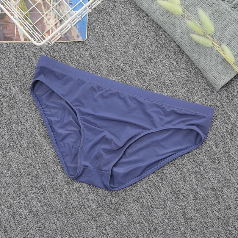 

New Men's Ice Silk Panties Ultra-thin Silky Breathable Translucent Low Waist Briefs Comfortable Cool Underwear Male