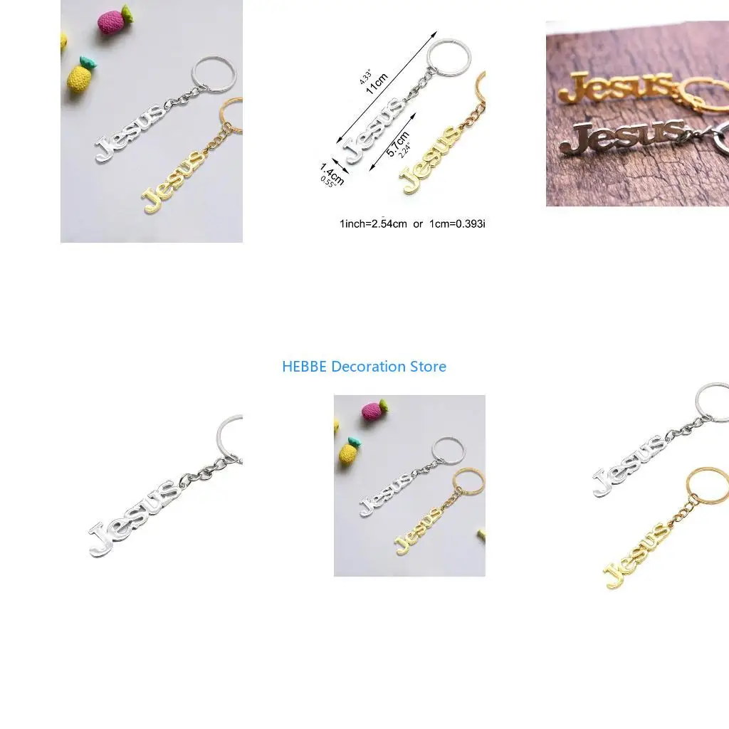 B0KC Prière Religion Chrétienne pour Porte-clés Porte-clés Jésus Lettres Porte-clés En Métal Pendentif Charmes Bijoux À