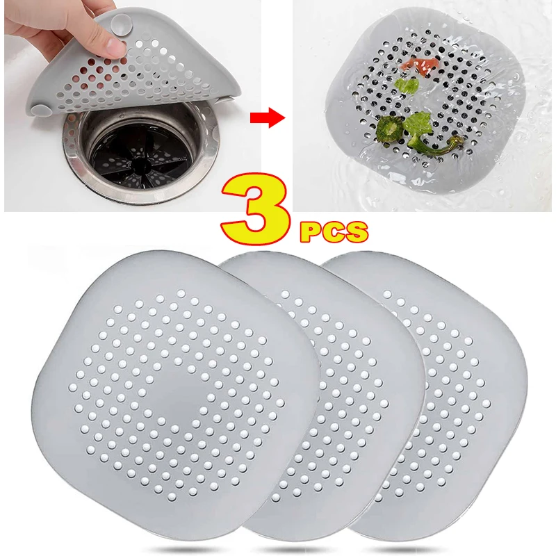 Silicone Floor Drain Cover Hair Filter Shower Drain Plug Kitchen Sink Strainer Anti-blocking Bathtub Shower Floor Drain Stopper