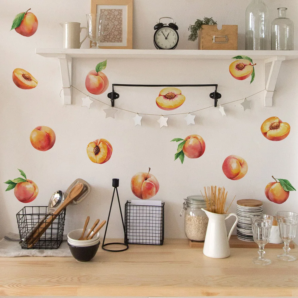 2 Sheets/Pack Peach-Patterned DIY Kitchen & Dining Fridge Magnets Home Decor Wall Stickers