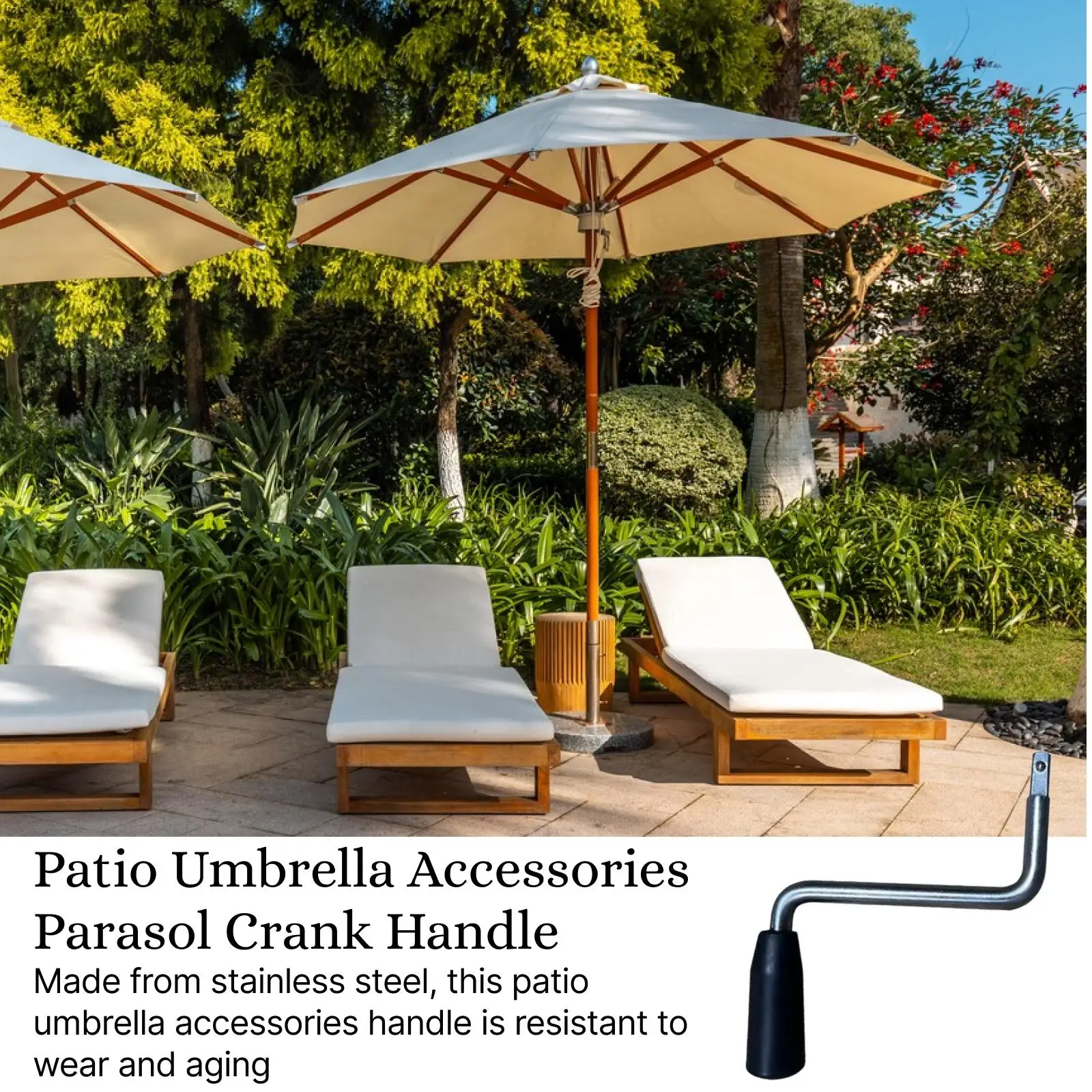 Parasol Crank Handle Outdoor Replacement Stainless Steel Umbrella Attachment for Garden Patio Banana Roman Umbrellas