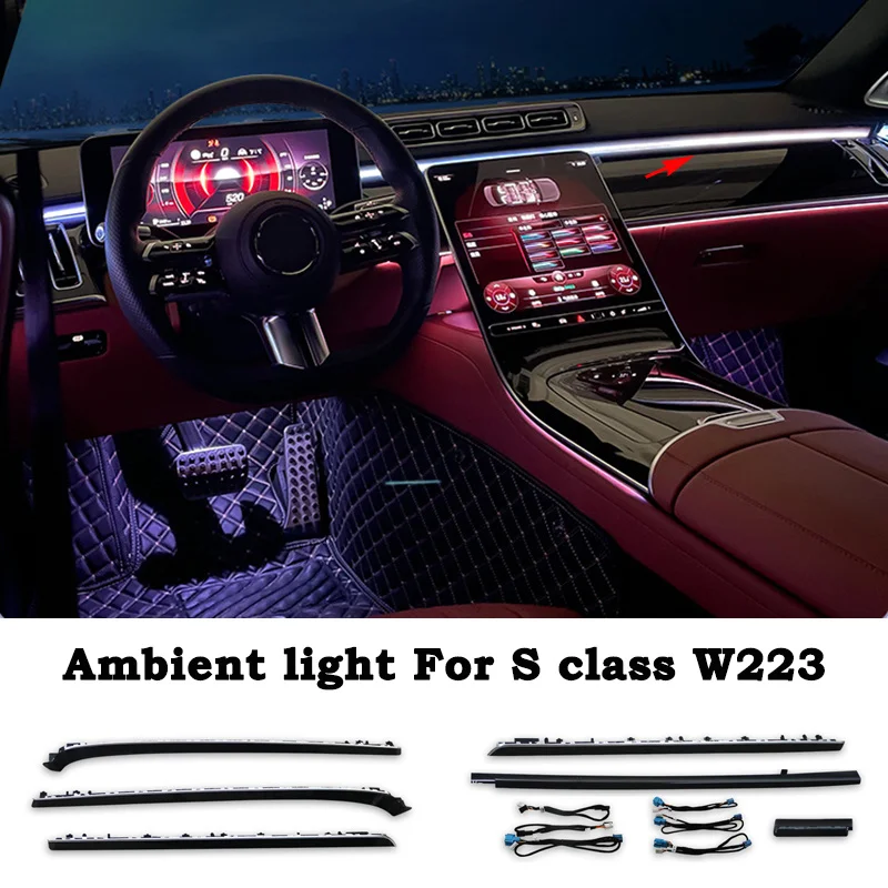 Ambiance Lamp Mood Light Footwell Lamp Upgrade High Configuration Light Guide Strip For Mercedes Benz S Class W223 S400L S450L