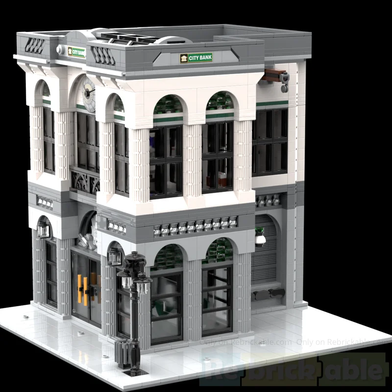City Street View Moc Mattoni da costruzione Banca cittadina moderna ​ ​ ​ ​ ​ ​ ​ Modello Tecnologia Blocco modulare Giocattolo Assemblaggio fai-da-te Set natalizio Regali