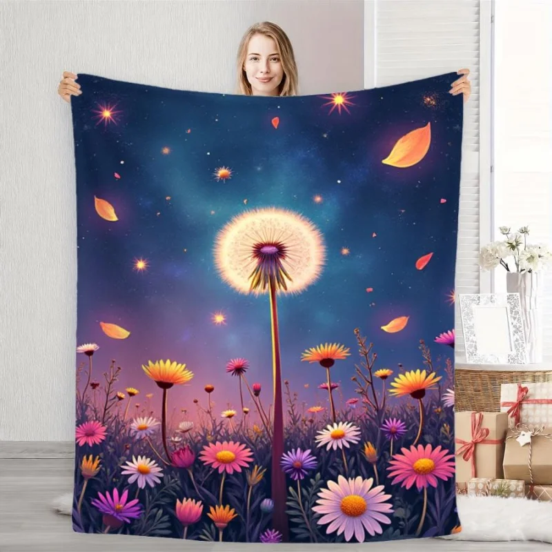 Mountain Waterfall Lotus Lake Butterfly Natural Scenery Flannel Blanket,Oriental Landscape Pond Floral Blanket for Living Room