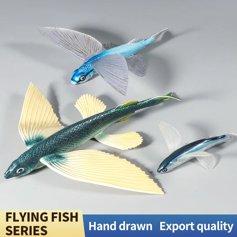 Ocean Marine Animal Underwater World Flying Fish Set Action Figures - Sea Life Educational Toy for Kids PVC Model