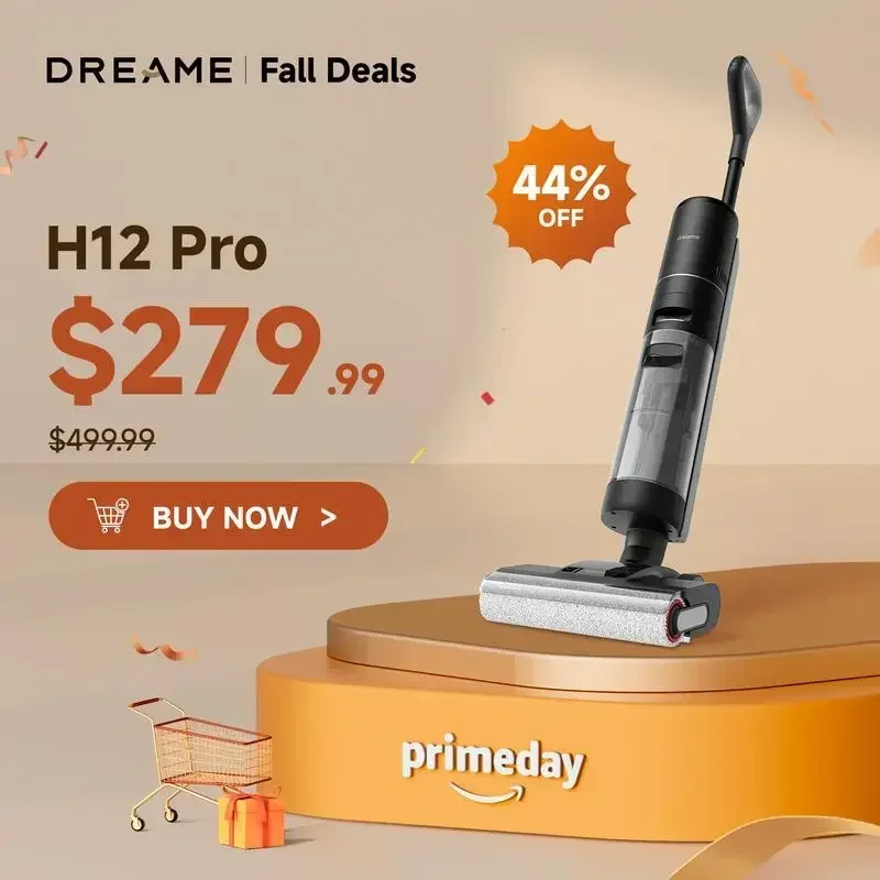 dreame H12 PRO Wet Dry Vacuum Cleaner, Rechargeable Cordless Vacuum Mop Cleaner with Hot Air Drying