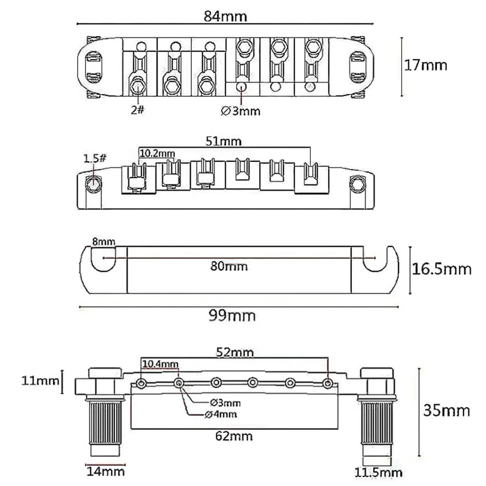 Puente de sillín de rodillo, pieza trasera superior, puente de cuerda inferior, Compatible con guitarra eléctrica Lp, Sg, Les Paul, 1 Juego