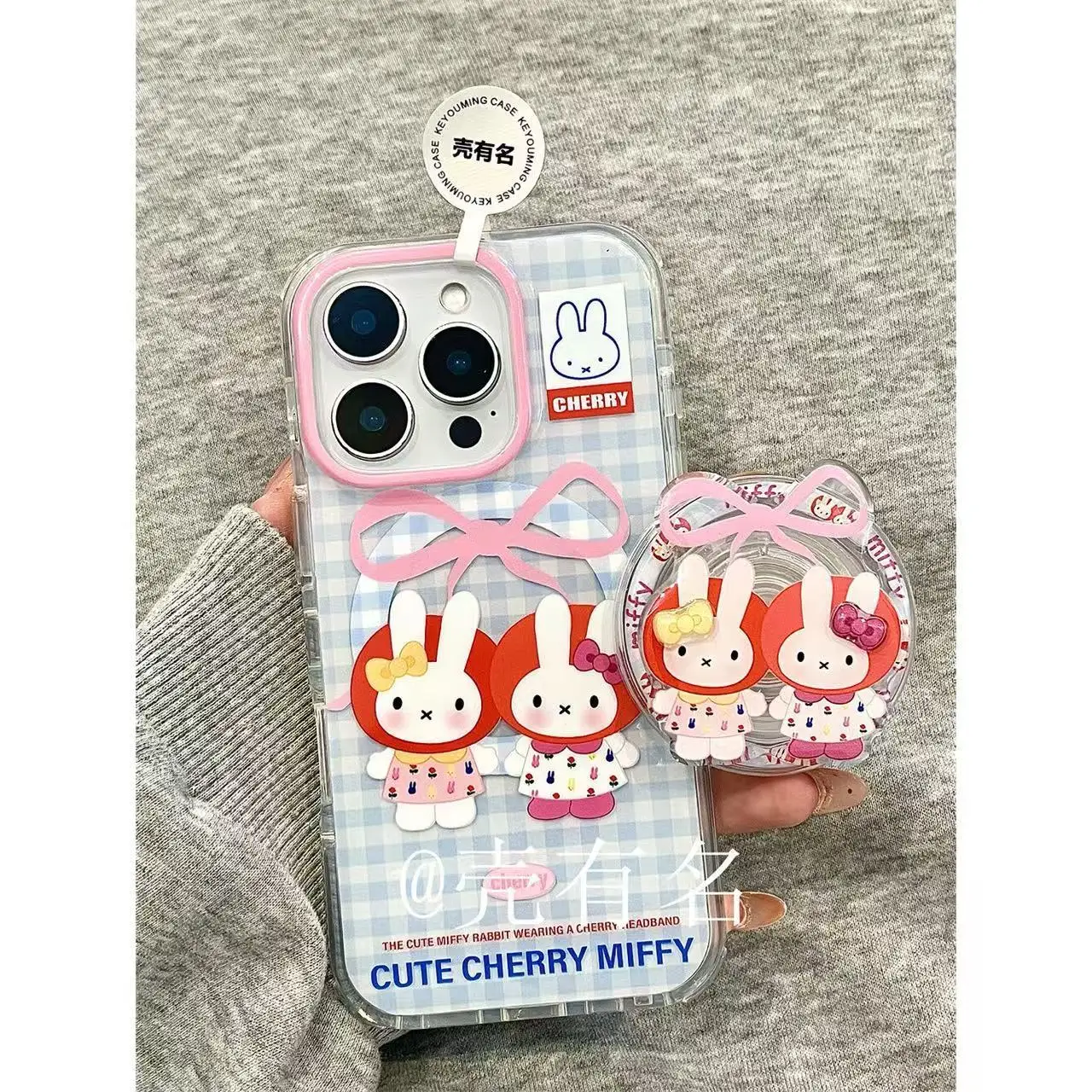 미피 귀여운 만화 휴대폰 케이스 귀여운 토끼 애니메이션 자석 홀더 폰 케이스 아이폰16프로맥스 아이폰151314 호환