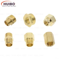 Brass Pipe Hex Nipple Fitting Quick Coupler Adapter 1/8 1/4 3/8 1/2 3/4 1 BSP Adapter Fittings Reducing Hexagon Bush Bushing