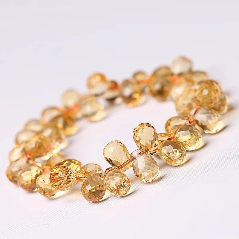 

Rough Stone Brazil Imported Citrine Carved Water Drop with Shape YellowBracelet Body Cutting