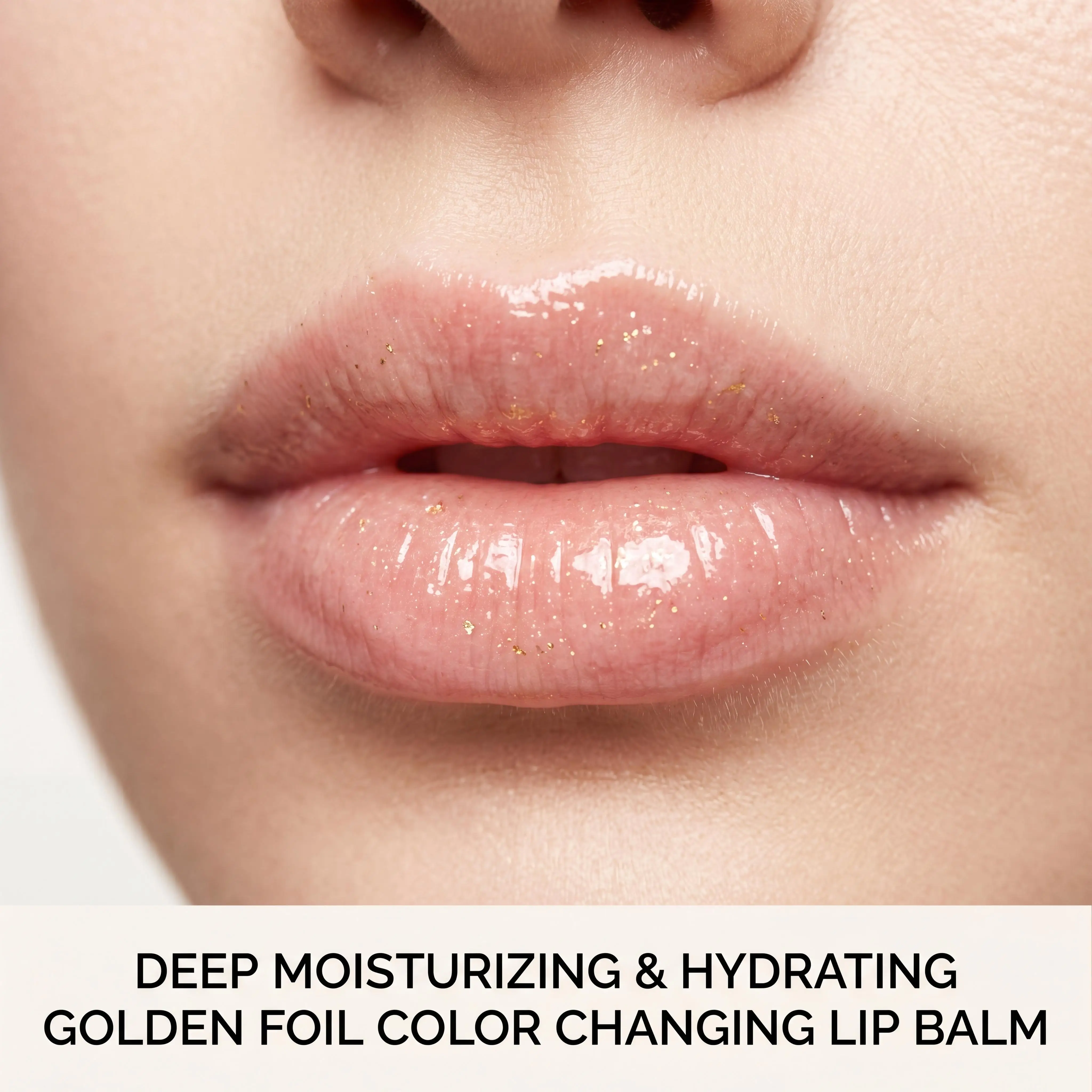 Goldfolie Farbwechselnder Lippenbalsam Anpassung an den Lippenton Transparenter Wasserfester Kristall-Jelly Perlglanz-Lipgloss Feuchtigkeitsspendender Lippenstift – Detail 10