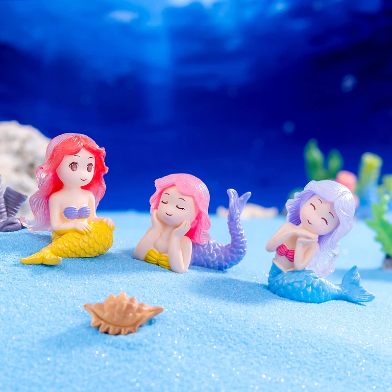 Creative Cute Mermaid Statue Crafts Aquarium Decoration Fish Tank Hand Micro Landscape Decoration Cartoon Sweet Mini Ornaments