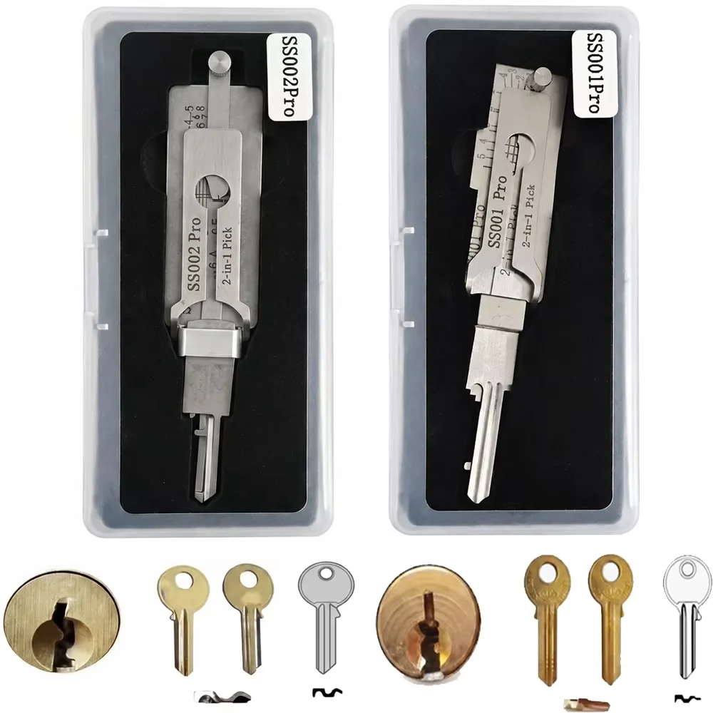 Multi‑type Professional Locksmith Unlocking Tools,SS001/SS002 Pro Pick Decoder,Auto Lock Pick Gun,Folding Lock Pick Complete Kit