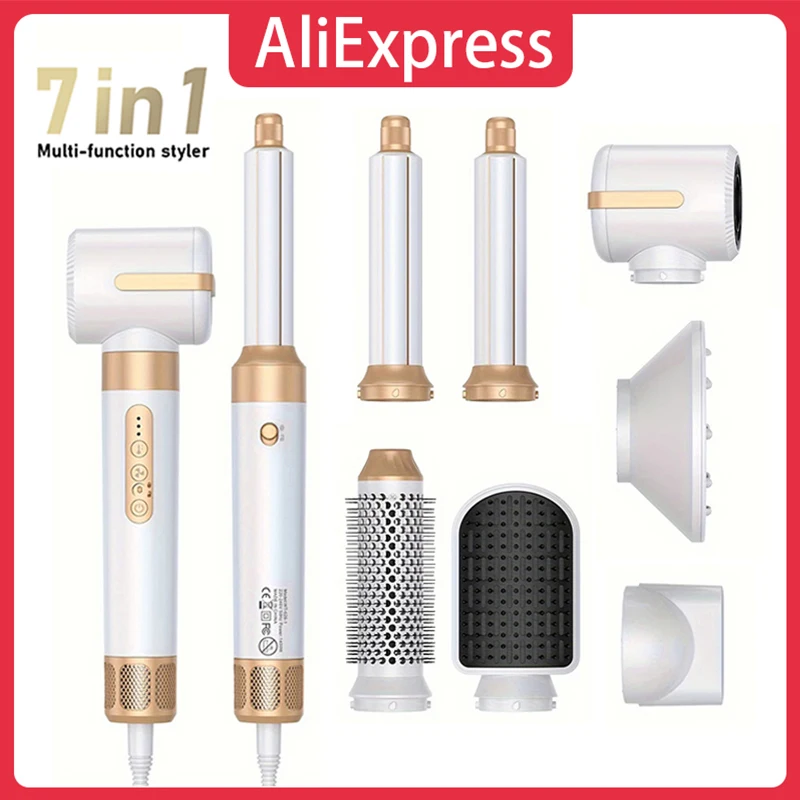 7 in 1 Hot Air Styling Comb Automatic Curling Iron Hair Styling Set with Diffuser Ionic Brushless High Speed Hair Dryer