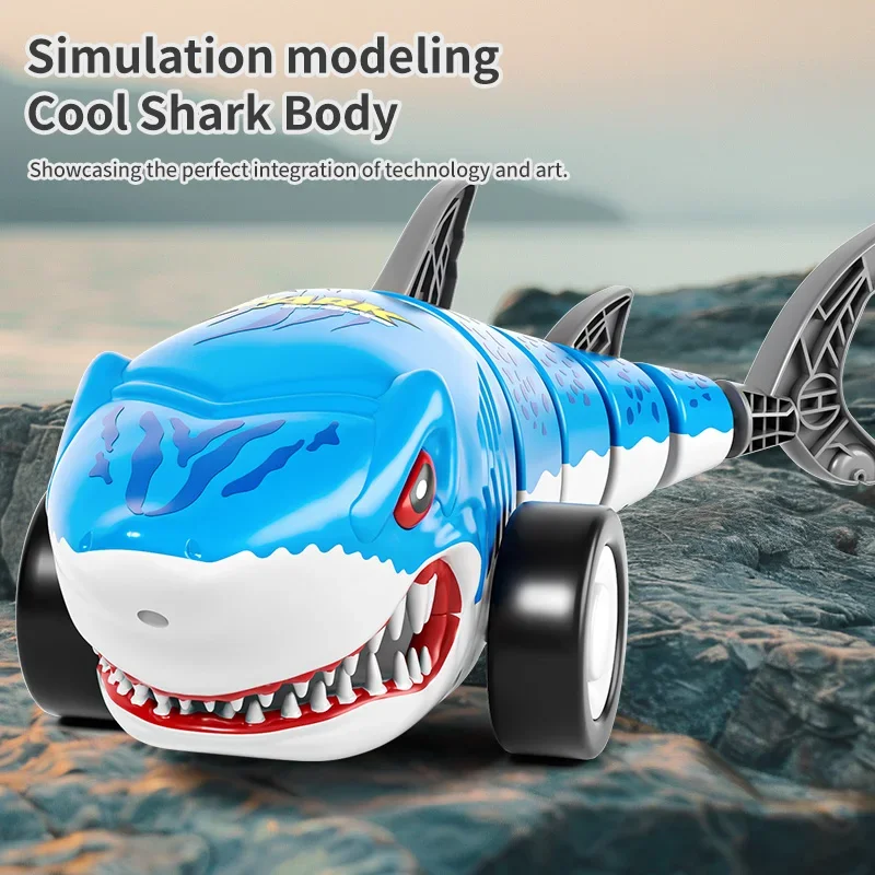 cool stuff rc cars funny gift-kawaii 34cm four-channel remote control car toy,cool light,simulated shark car model,toys for kids