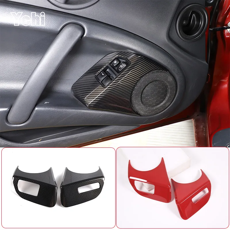 

ABS Carbon Fiber/Red For Mitsubishi Eclipse 2006-2011 Window Lifting Button Decorative Frame Sticker Car Interior Accessories