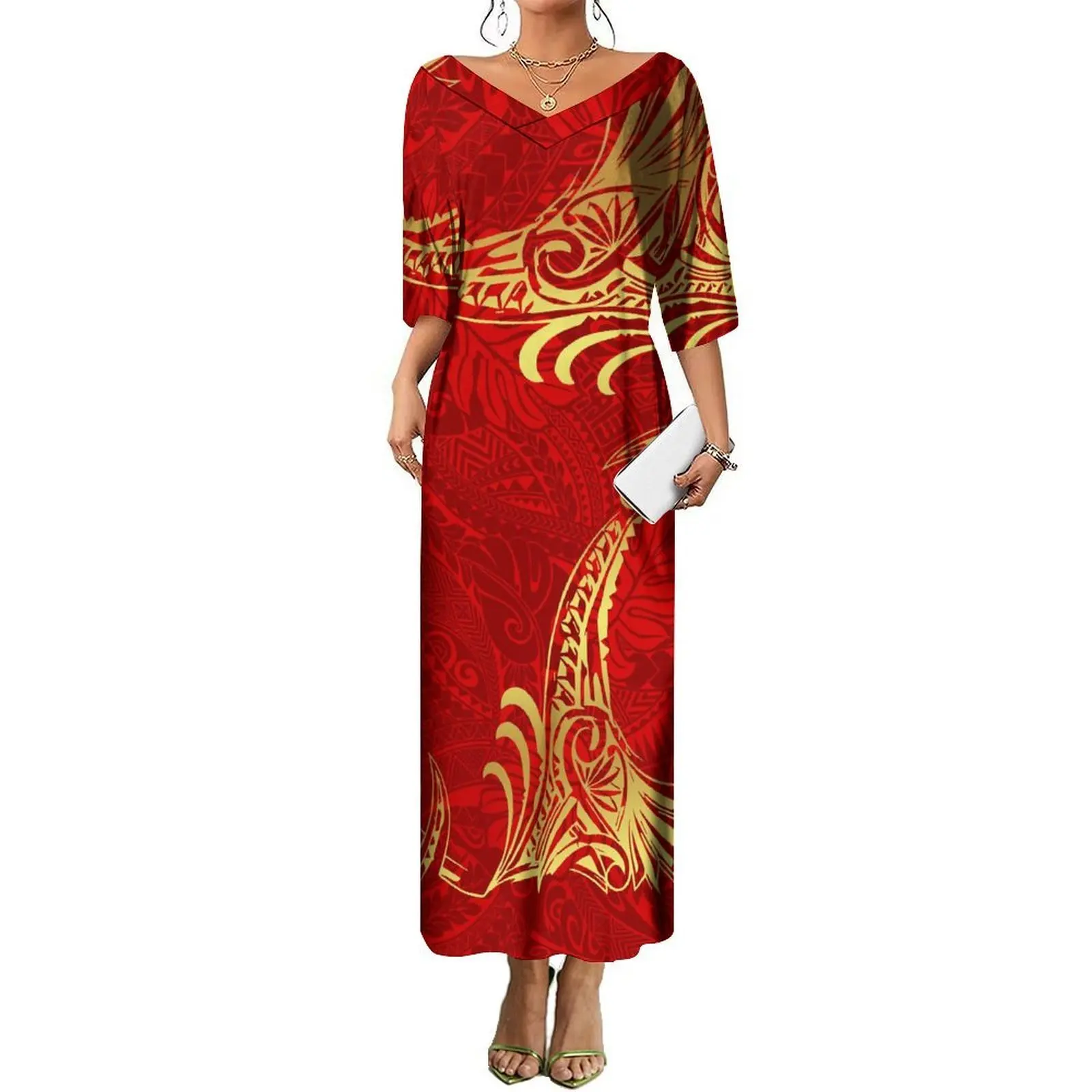 Customizable Polynesian Samoa Fiji Dress Women Summer Casual Floral Print Long Skirt Soft Fabric Comfortable Chic