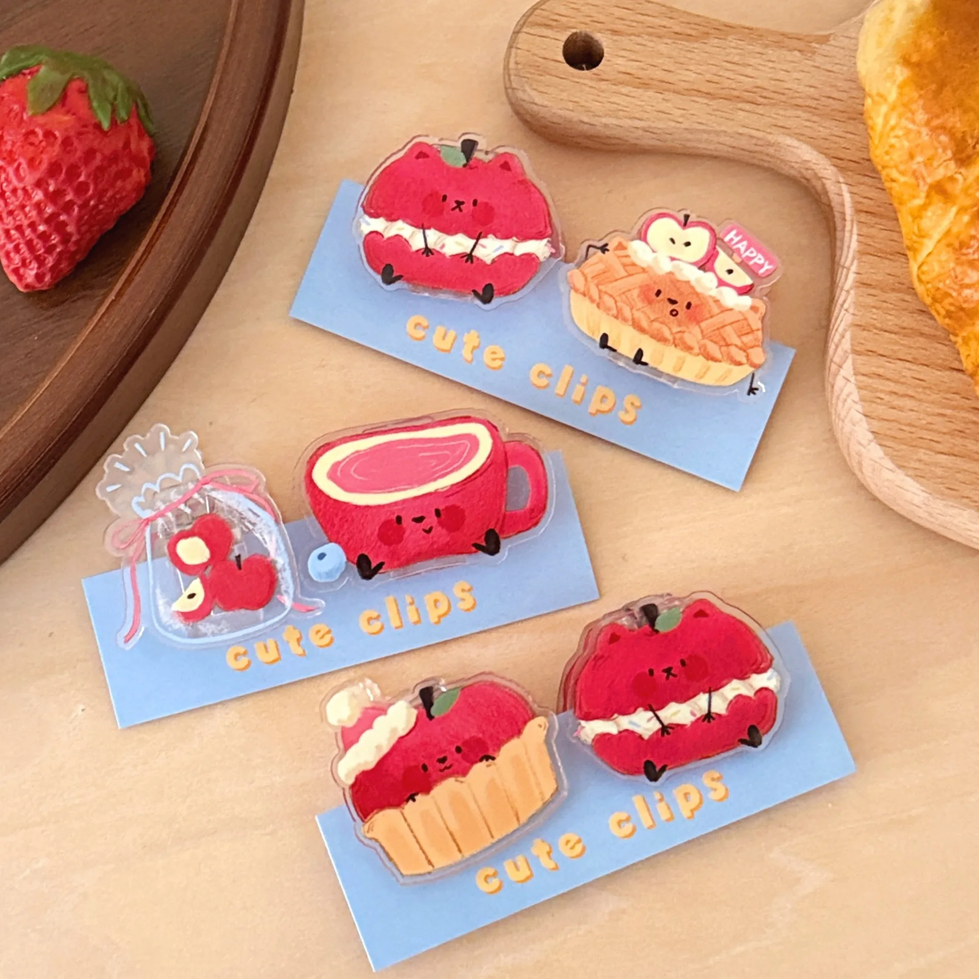 2/6 Pcs Creative Cute Food PP Clip Office Document Storage Clip Student Exam Paper Organizing Clip