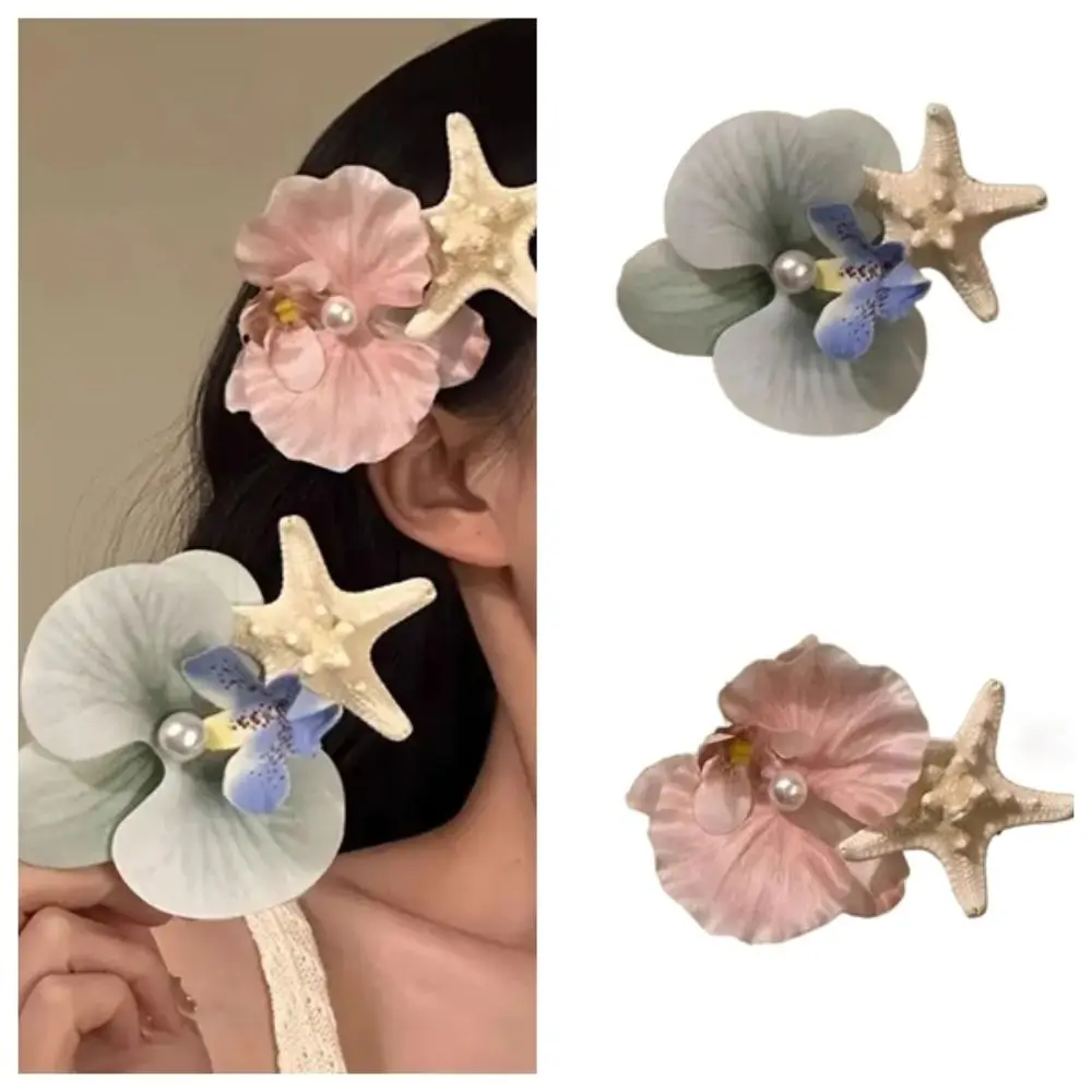 

Sweet Simulated Flowers Butterfly Orchid Hairpin Pearl Headwear Side Clip Hair Accessories Barrette Female