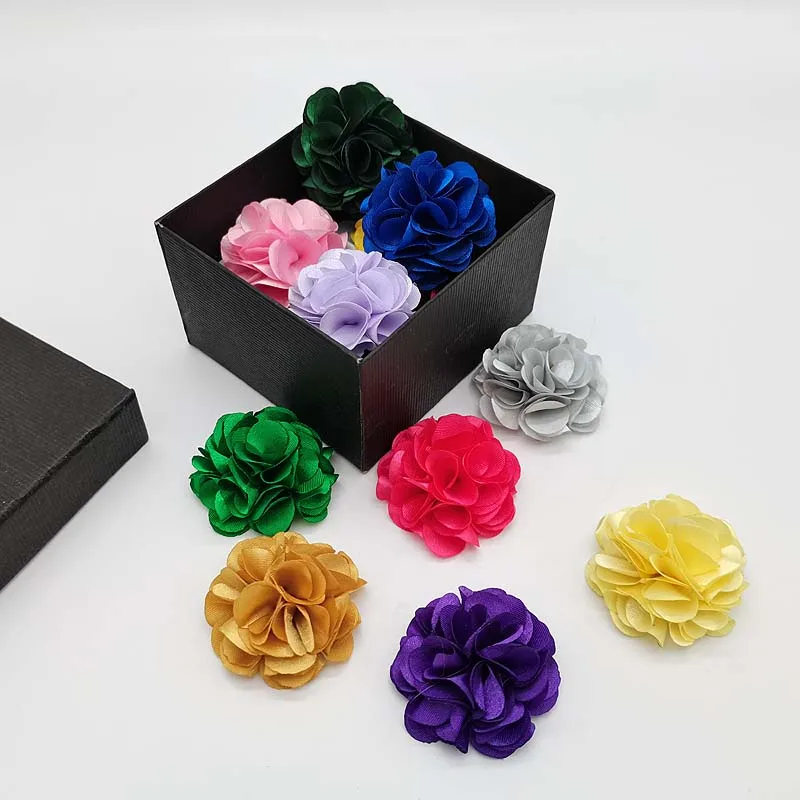 ดอกไม้ติดปกเสื้อผู้ชาย 16 ชิ้น เข็มกลัดติดปกเสื้อผู้ชาย งานแฮนด์เมด ผ้าซาติน