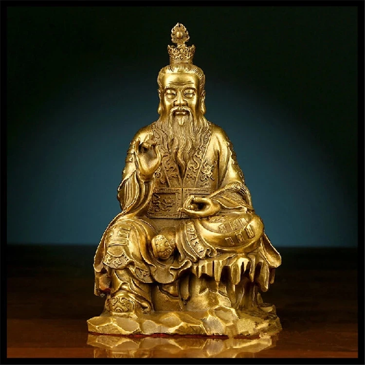 

Chinese Brass Taoism Founder Laotse LaoJun Laozi Immortal God Sit Stone Statue