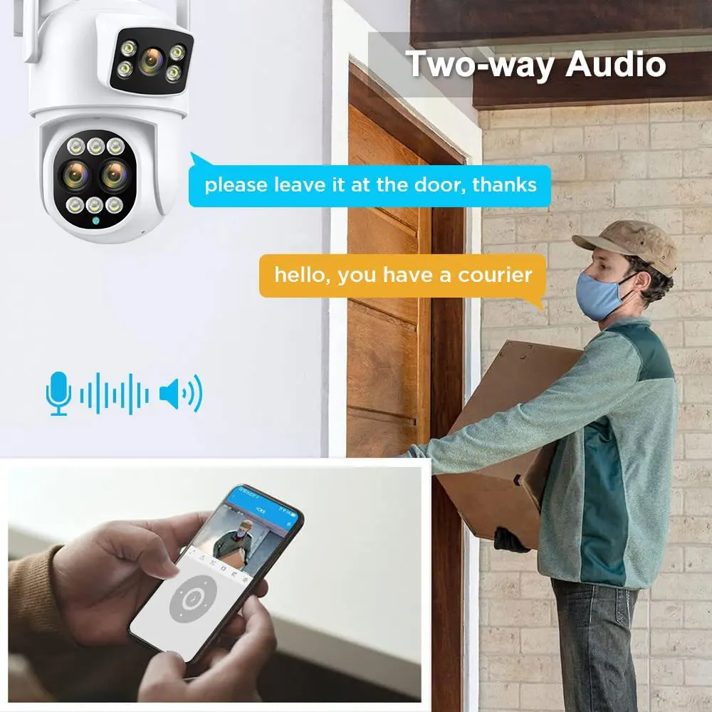 ICSEE 12MP PTZ WiFi Camera Buiten Dual Screen 8X Zoom Beveiliging CCTV Video Surveillance IP Camera