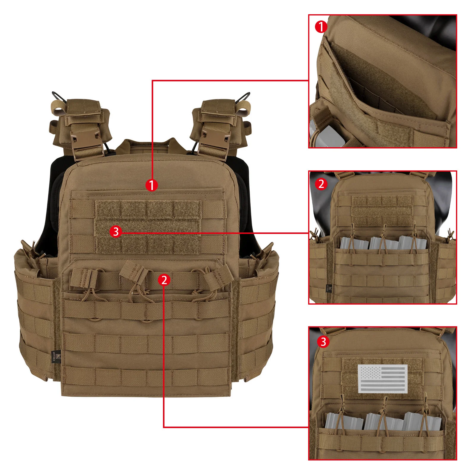 KRYDEX التكتيكية مول CPC لوحة الناقل سترة مع راديو الجانب الحقيبة ماج الحقيبة الثقيلة درع للجسم القتالية واقية الرجال سترة #2