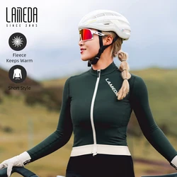 LAMEDA New Professional Cycling Jersey Autumn Winter Women Bicycle Top Clothes Fleece Warm Long Sleeve Retro Tight MTB Road Bike