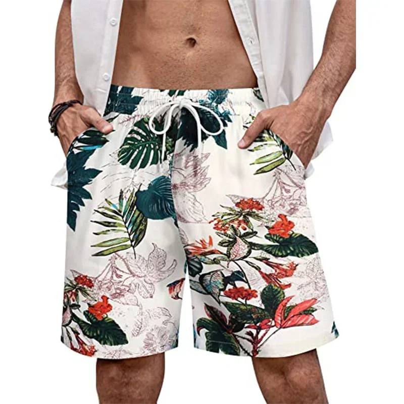 Short de plage de vacances hawaïennes pour hommes, short de surf imprimé en 3D, maillot de bain à fleurs, maillot de bain d'été, 2024