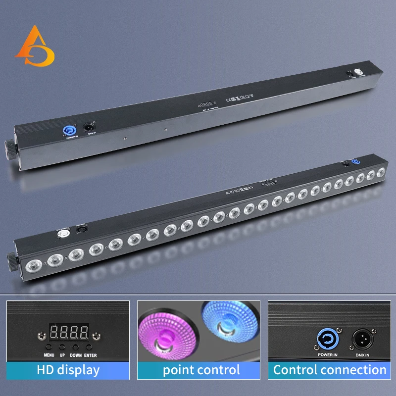 4pcs/24x12w RGBWA UV 6in1 LED Strip Indoor Color Light Strip DMX512 Control Professional DJ Disco Wall Light Stage Light