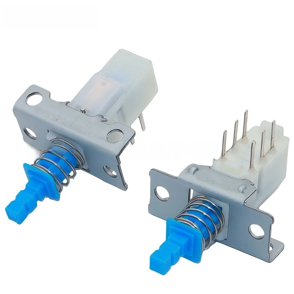 Self Locking Switch 6 Pin With Rack For Electronic Keyboard Power Amp For Row Double Hole Spacing 20MM Blue White Plastic Metal