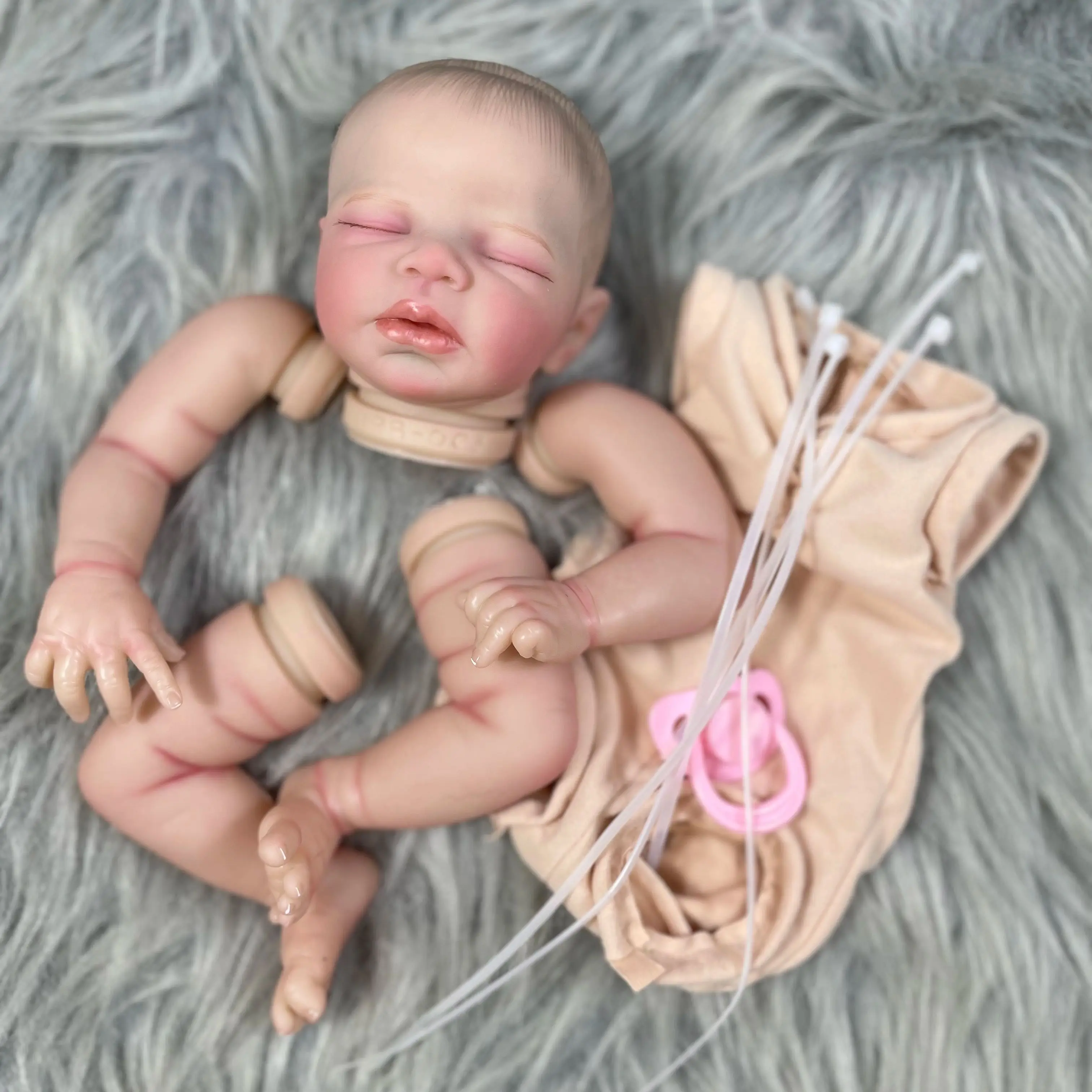 16 Inch Kit Reborn Zendric 3D Painted Skin Doll With Rooted Eyelashes and Cloth Body Unassembled Reborn Baby Doll Parts Molds