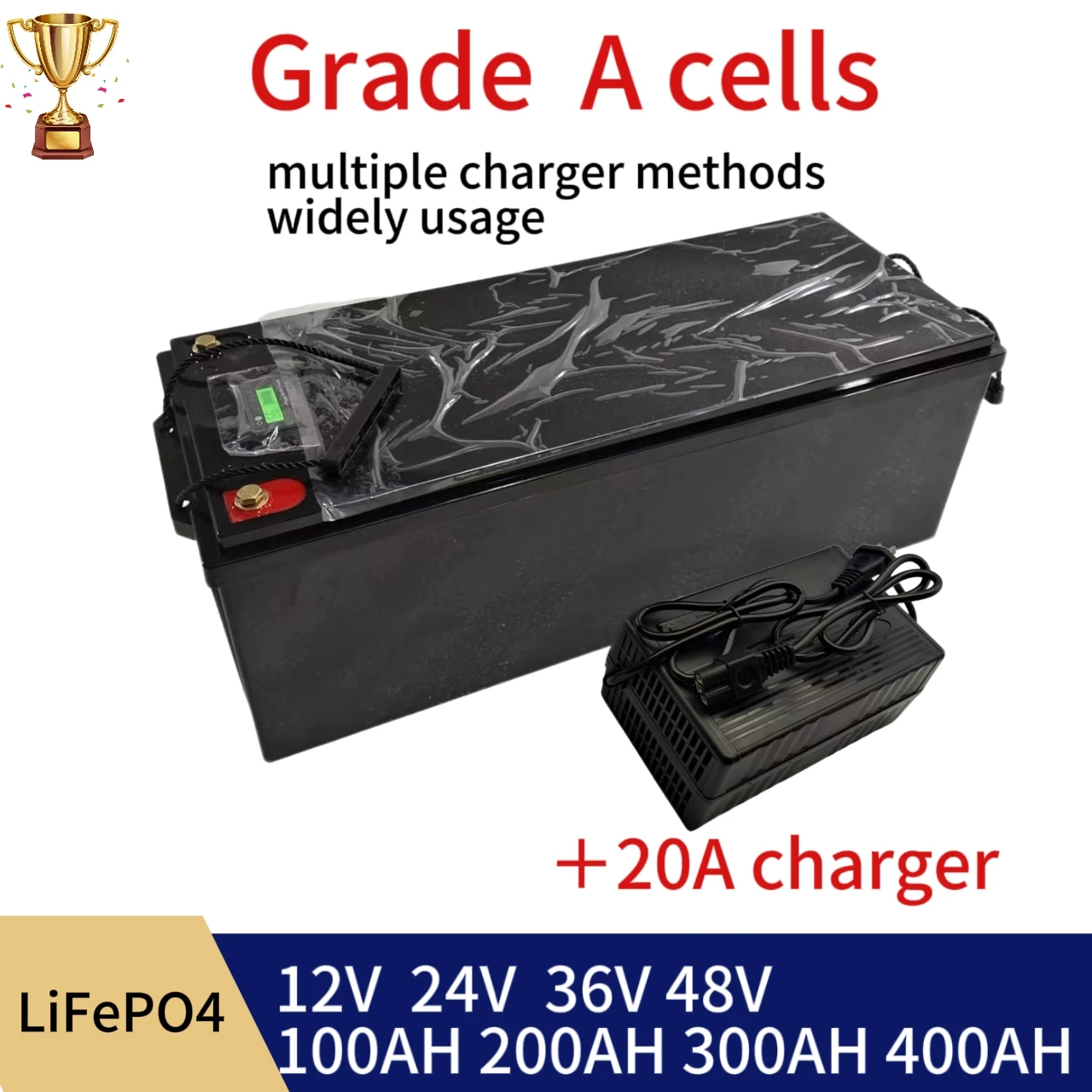

12V 24V 36V 48V 100AH 150Ah 200AH 300Ah 400Ah lifepo4 lithium battery bluetooth BMS APP for solar inverter EV Fishing boat