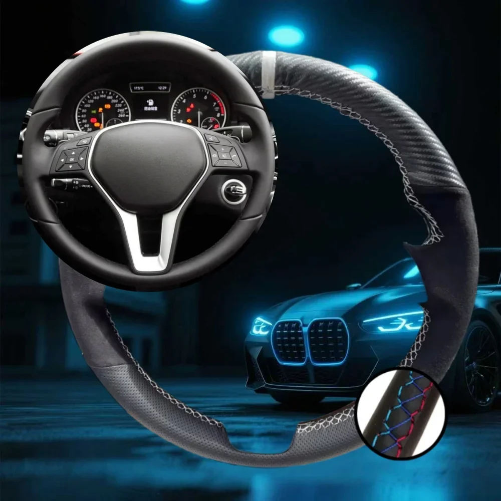 

Customized Car Steering Wheel Cover For Mercedes Benz W176 W246 A-Class C-Class W204 Car Accessories Hand-sewn Steering Wrap