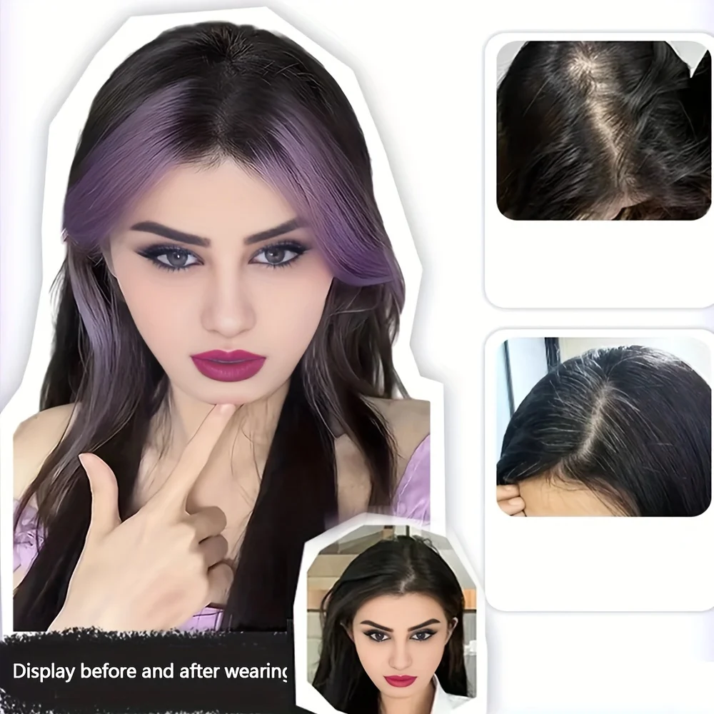 Synthetic bangs replacement patch dyed French bangs replacement topper dyed eight character bangs wig, women's head replacement,