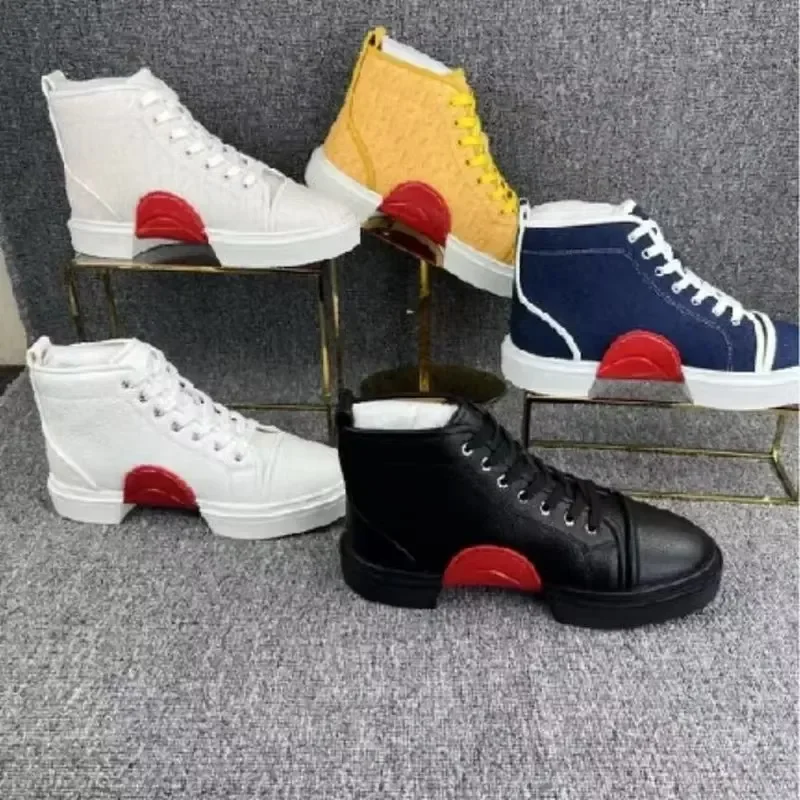 

Red Bottom Shoes for Men Fashion Brand High Heee Men's Leather Shoes Rivets Casual Flats Sneakers Birthday Present High Quality