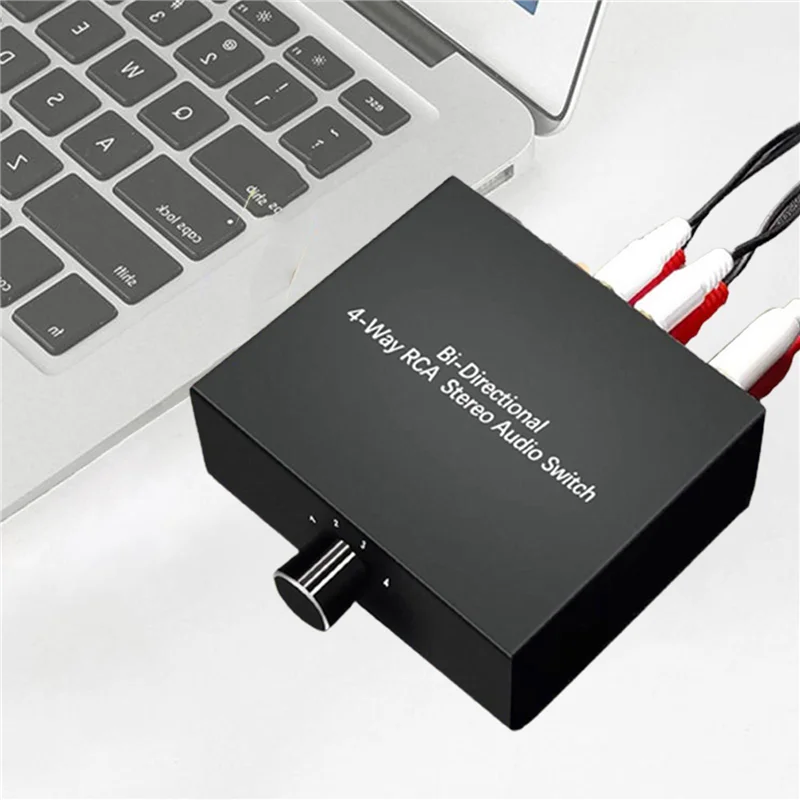 

【Top Picks】4 Ports Bi-Directional R L RCA Audio Switcher Box Audio Rotary Switch Plug And Play Audio Splitter For TV Game Consol