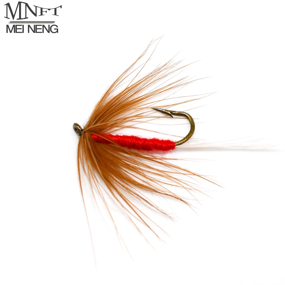 MNFT 10 Stück 10 # Bionic Brown Hackle May Fly Red Body Fishing Forelle Trockenfliegen Insektenhaken Kunstköder