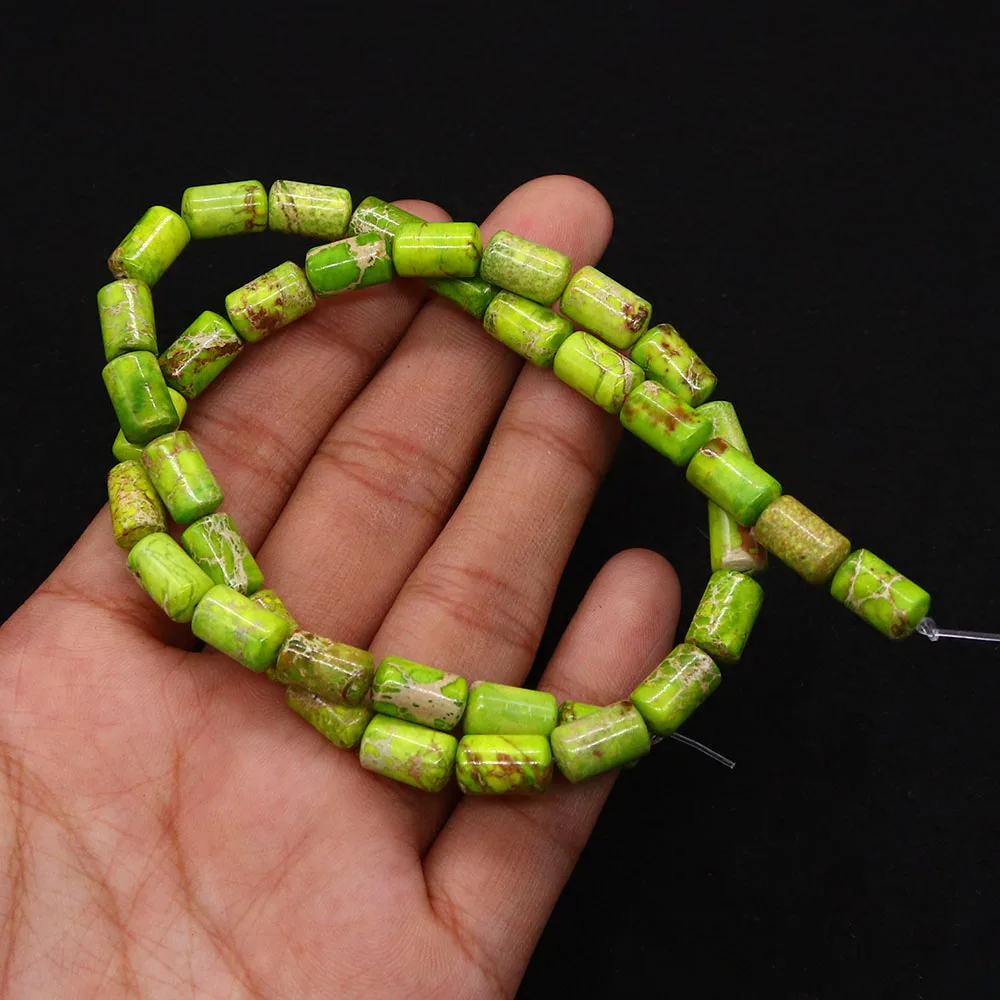 

Colorful Imperial Stone Loose Beads Polished Cylindrical Synthetic Semi-precious Stone Straight-hole Jewelry Accessory 1strand