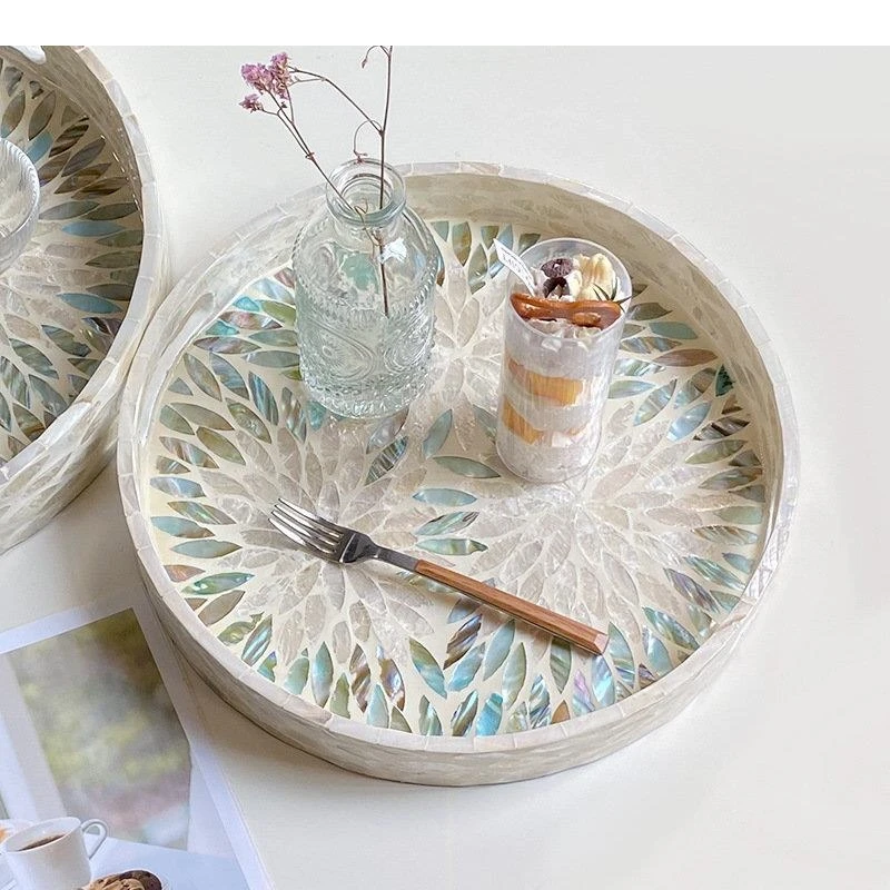 Natural Shells Decorative Storage Tray Jewelry Earrings Organizer Trays Dresser Table Box Cosmetics Container