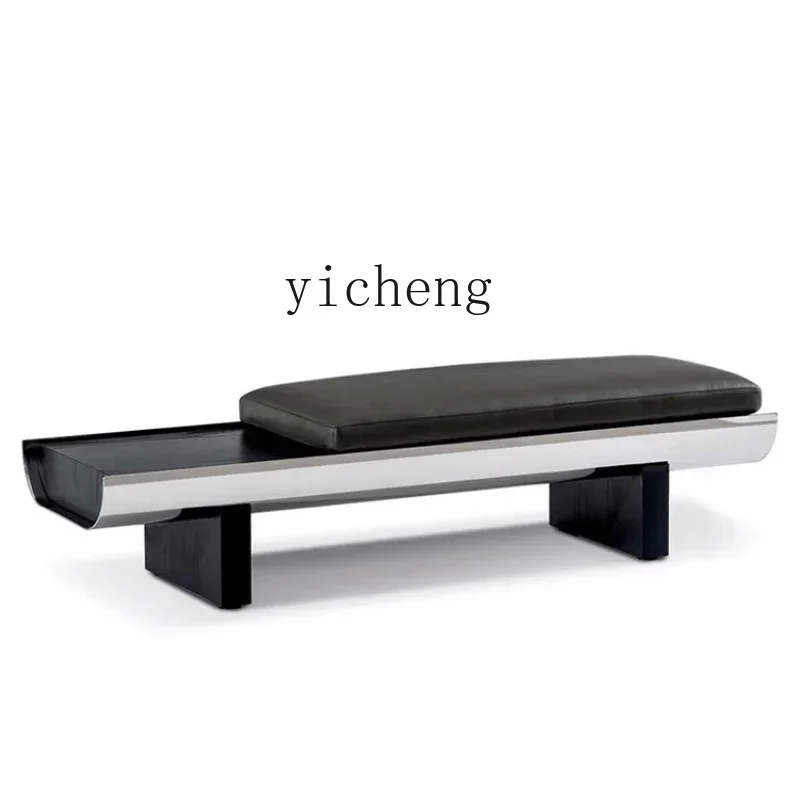ZC New Villa Large Apartment High-End Leather Shoe Changing Stool Stainless Steel Multi-Scenario Applicable Shoe Changing Stool
