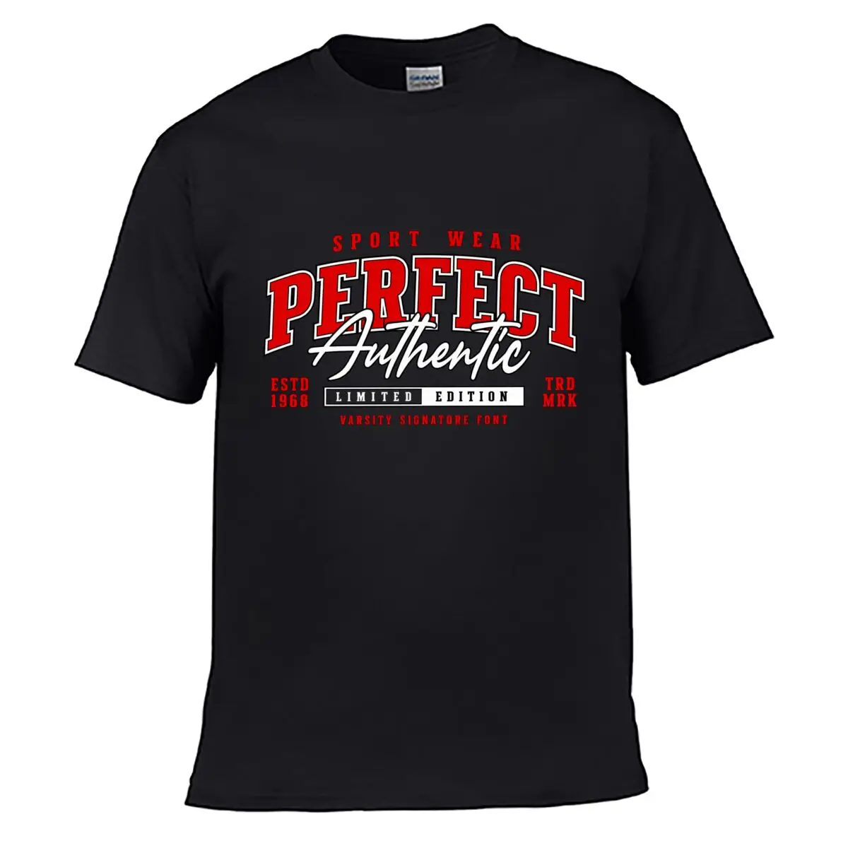 Perfect Authentic Sport ESTD 1968 Limited Edition Varsity Typography Solid Washed Vintage Tee Distressed Loose