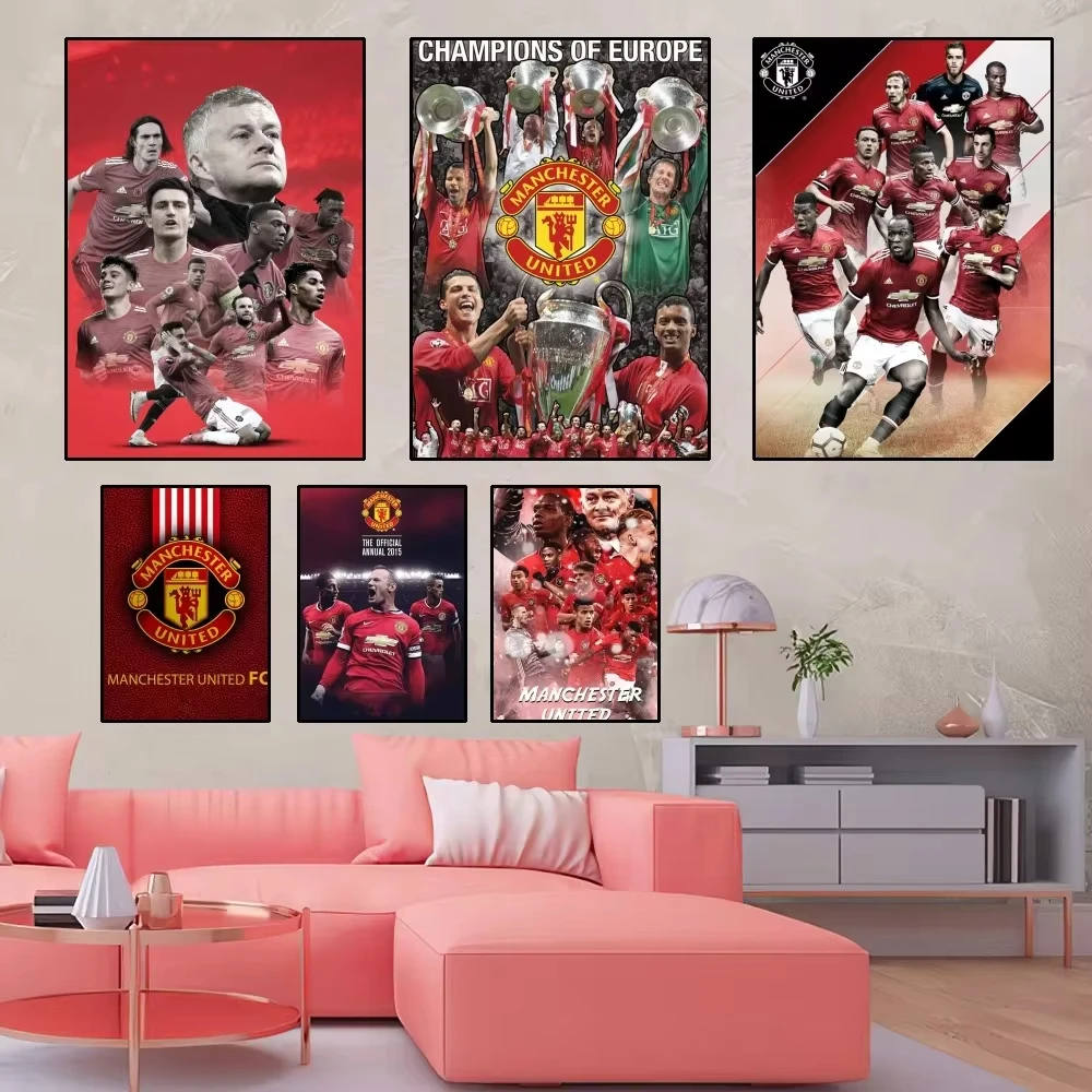 M-Manchester U-United F.C Poster Home Decoration Living Room Bedroom Aesthetics Art Wall Painting Stickers Decoration Painting