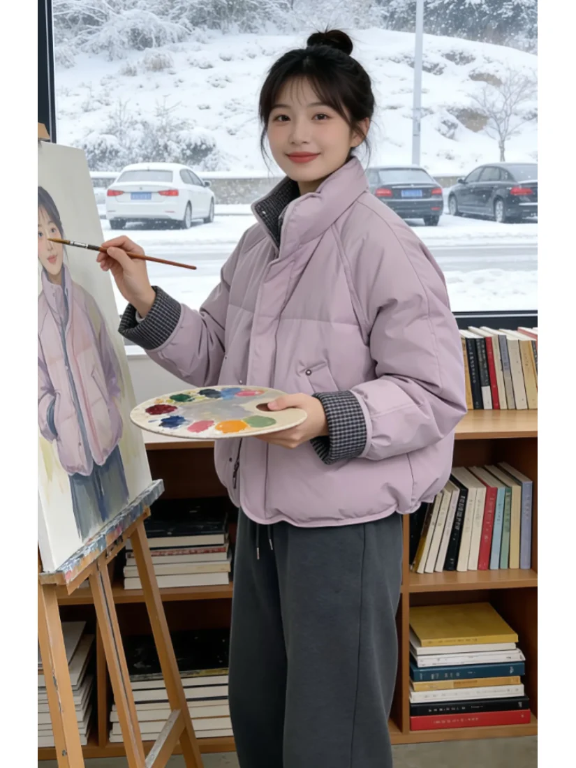 

Новая женская утепленная зимняя куртка-пуховик 2026 года, свободного кроя, в корейском стиле, однотонная, на молнии