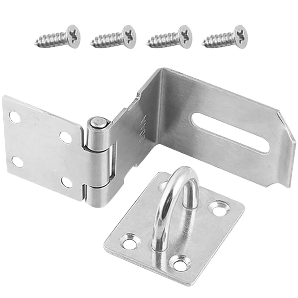 Hasp Latch Stainless Steel 4 Inch 90 Degree Secure Lock for Sliding Swing Barn Doors Padlock Hinge Garage Door Lock